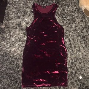Wine velvet racerback mini dress